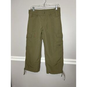 North Face Wide Leg Cargo Hiking Pants Green Women's Sz 6 Gorpcore Drawstring